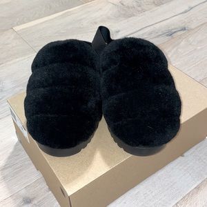 Ugg Black Fluff Slippers